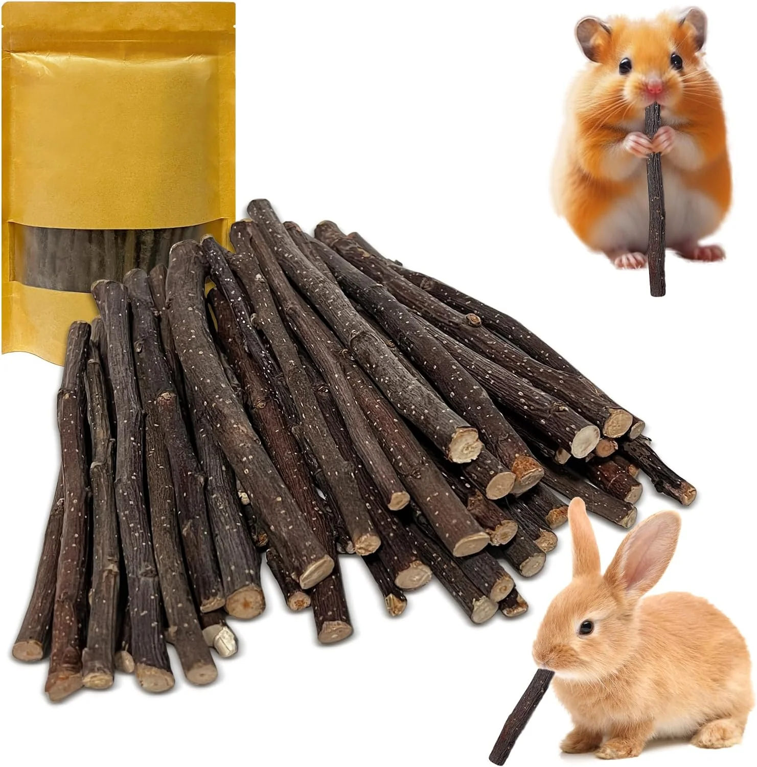 Professional 600g Apple Sticks Small Animals Wooden Pet Chew Treats Toys for Guinea Pigs Hamsters Rabbits Chinchillas Squirrels Small Animal Molar Wood Treats Toys Traditional