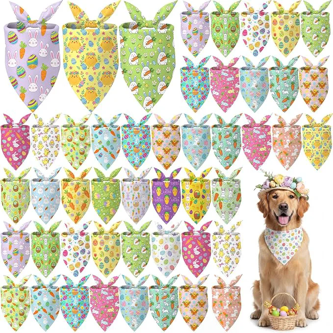 User-Friendly Abbylike 50 Pcs Easter Dog Bandanas Bulk Bunny Egg Carrot Bandanas Fine
