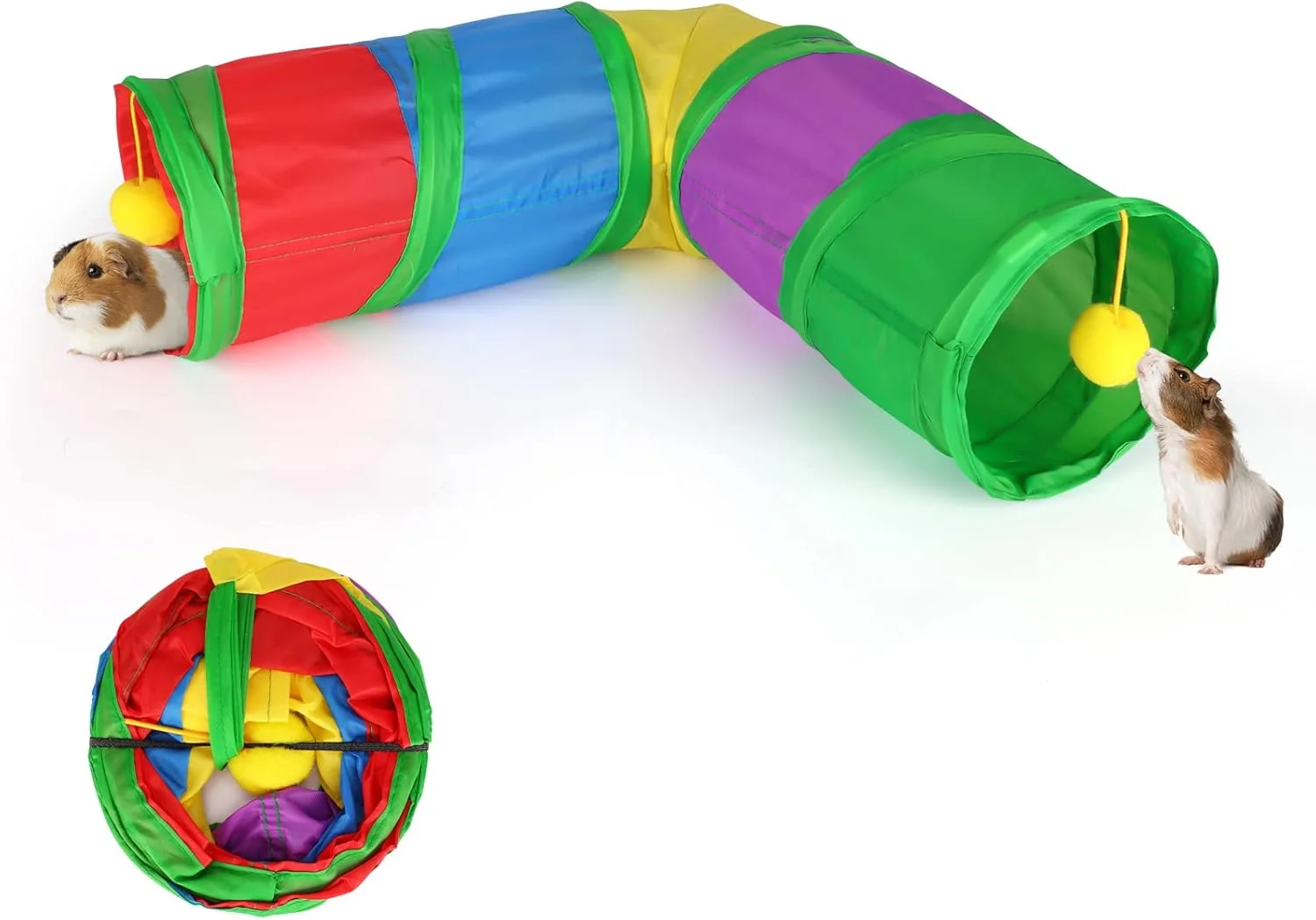 Minimalist Rypet Guinea Pig Tunnels and Tubes Collapsible 2 Way and L-Type Tunnel with Interactive Ball Small Animal Activity Tunnel Hideaway Toys for Baby Rabbit Ferret Hamster Chinchilla Hedgehog Environmentally Friendly