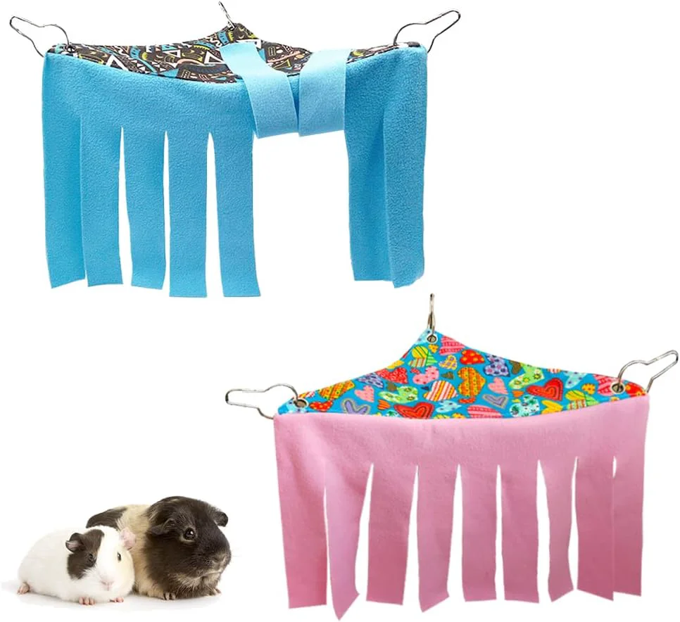 Sophisticated RIOUSSI Guinea Pig Hideout Hideaway Corner Fleece Toys Cage Accessories with Reversible Sides Random Gray-Blue Pink Pack of 2 Effective