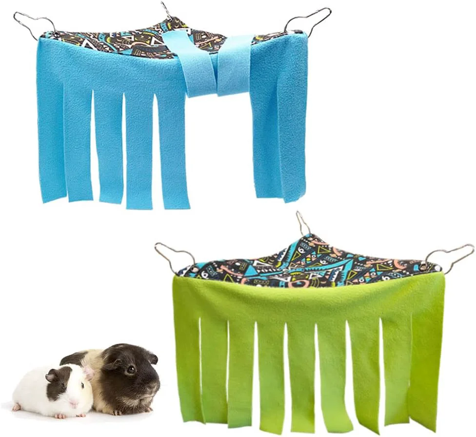 Fast RIOUSSI Guinea Pig Hideout Hideaway Corner Fleece Toys Cage Accessories with Reversible Sides Geo Gray-Green Blue Pack of 2 Exclusive