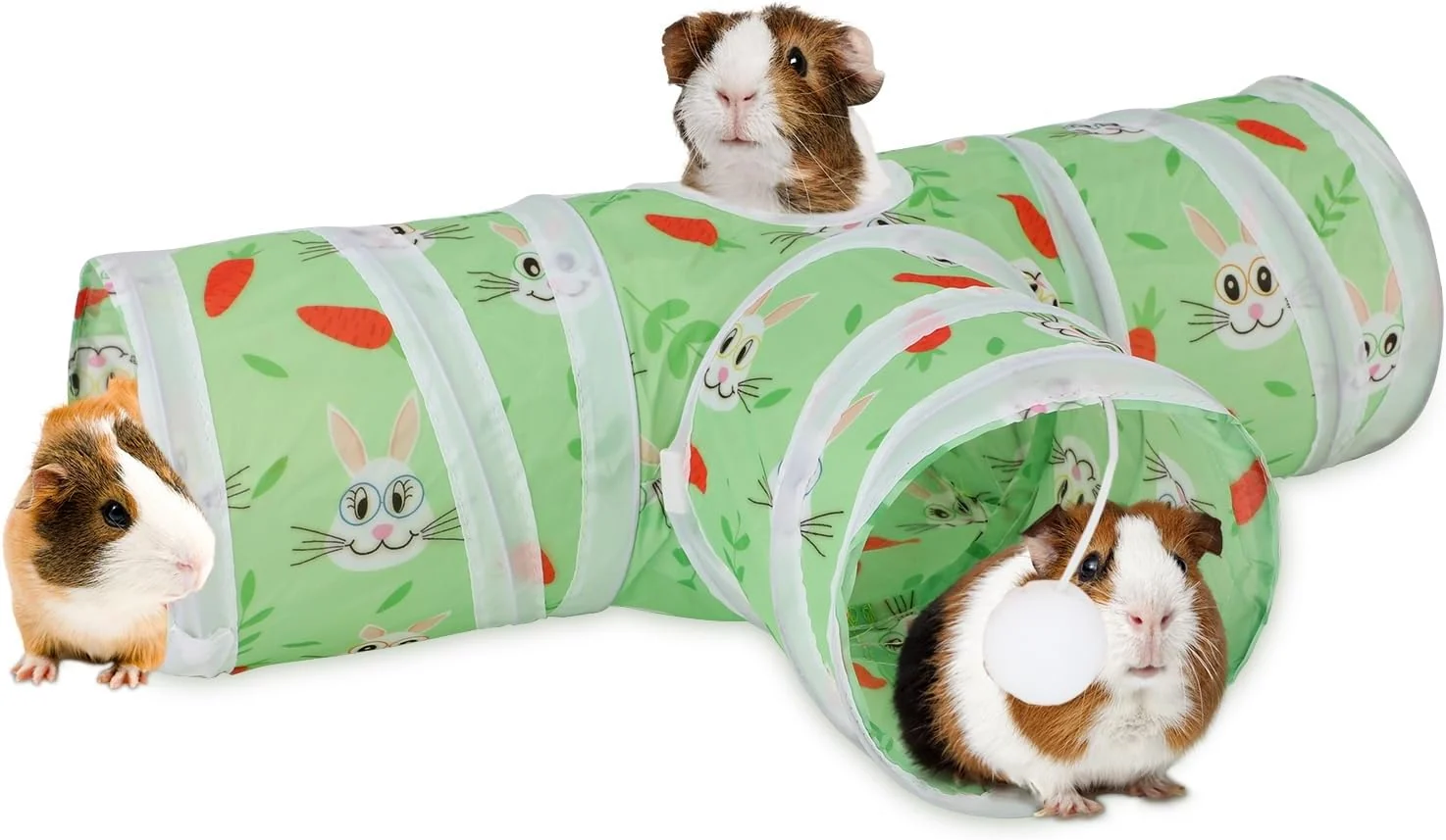 Elegant Rypet Guinea Pig Tunnel 3 Way Collapsible Small Pet Tunnels and Tubes with Interactive Ball for Baby Rabbit Ferret Hamster Chinchilla Hedgehog Hiding and Resting-Green Trusted