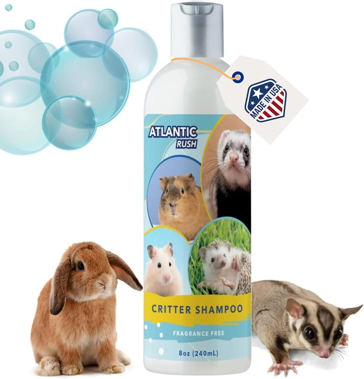 Proven Critter Shampoo for Small Pets -Small Animal Fragrance Detergent Shampoo - Sensitive Skin Shampoo for Ferrets Guinea Pigs Rabbits Hedgehogs Hamsters Sugar Gliders 8 oz Fragrance Powerful