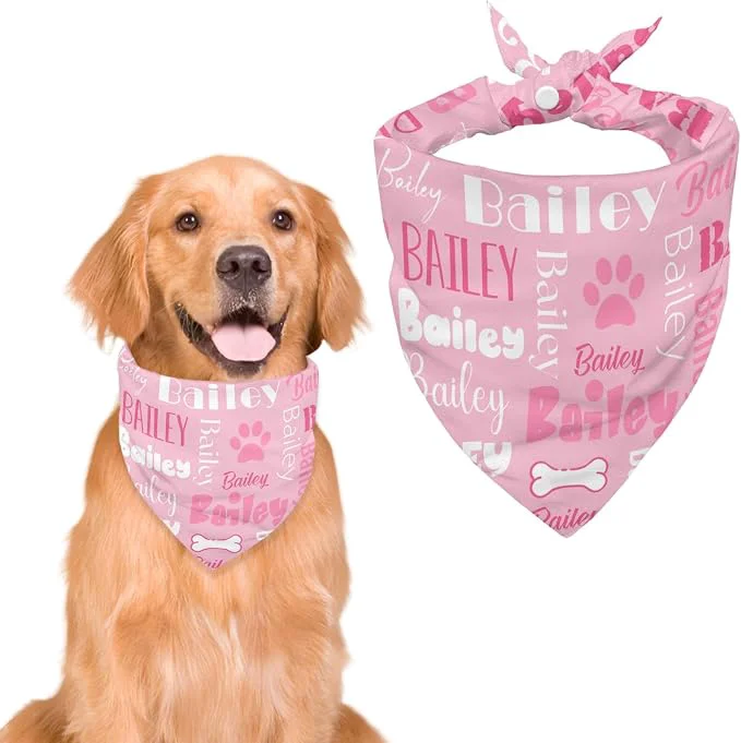 Sustainable Personalized Dog Bandanas Custom Neckwear Name Button Anti-loosening Dog Scarf Powerful