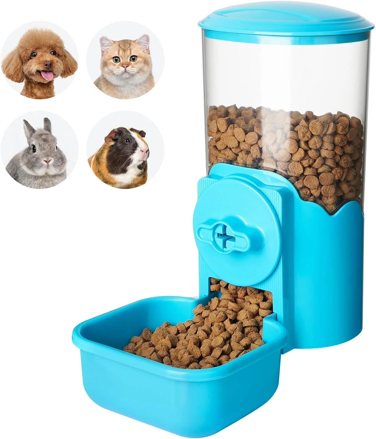 Traditional VANNON Small Animal Hanging Automatic Food Dispenser 35oz Gravity Pet Feeder for Cage Food Bowl for Rabbit Puppy Cat Ferret Guinea Pig Chinchilla Parrot Blue Next-Generation