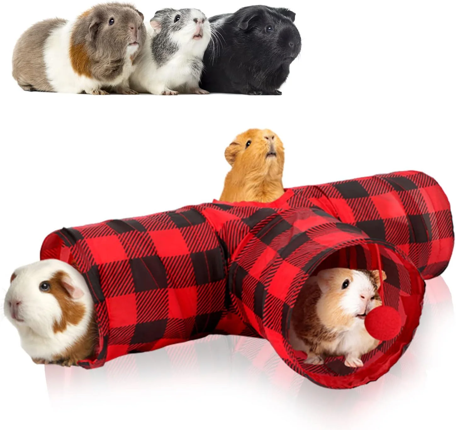 Green Rypet Guinea Pig Tunnels Tubes Collapsible 3 Way Small Animals Hideaway Activity Tunnel Toys for Guinea Pig Chinchilla Ferret Hamster Traditional