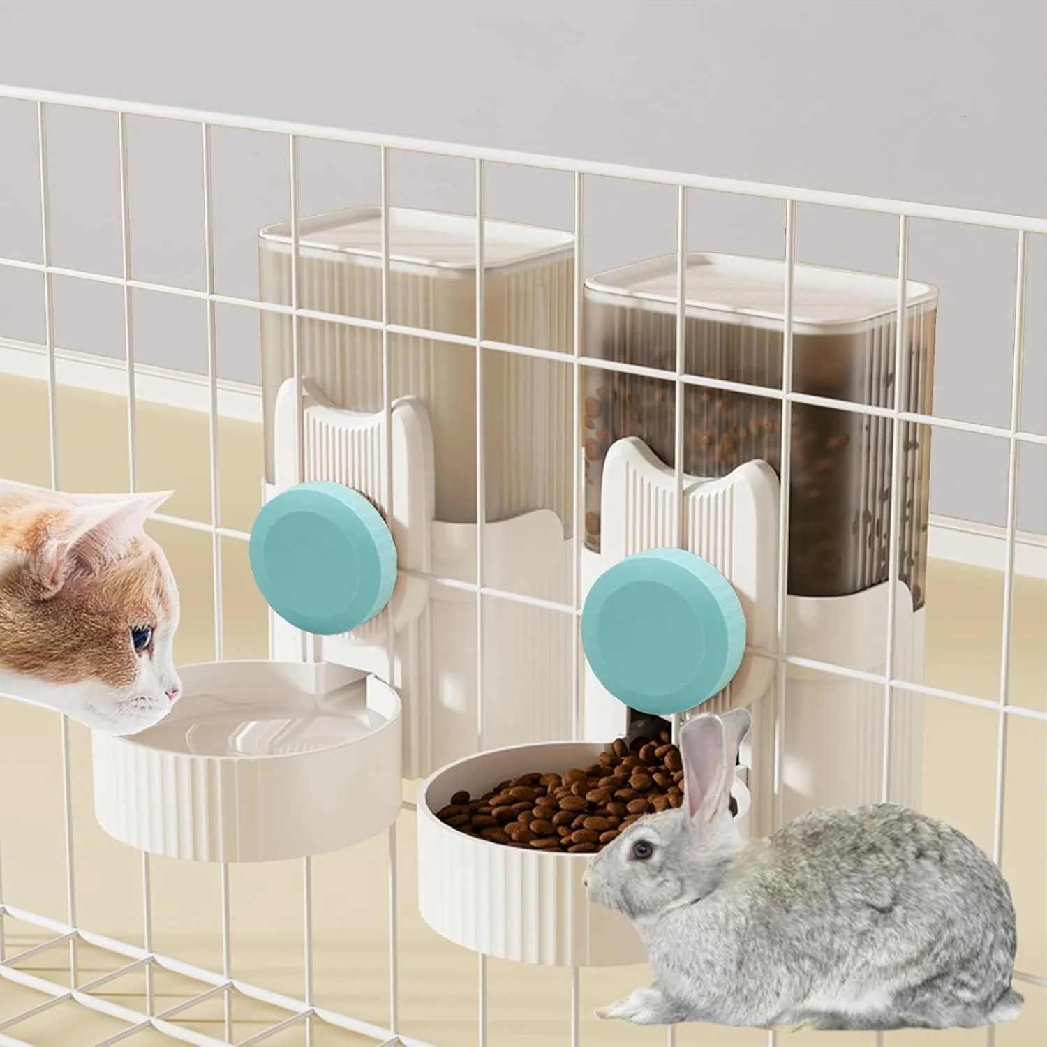 Functional kathson Rabbit Gravity Auto Feeder Set 35oz Hanging Automatic Food Water Dispenser Cage Automatic Feeder Set for Rabbit Chinchilla Guinea Pig Hedgehog Ferret Kitty Puppy Blue Artisan