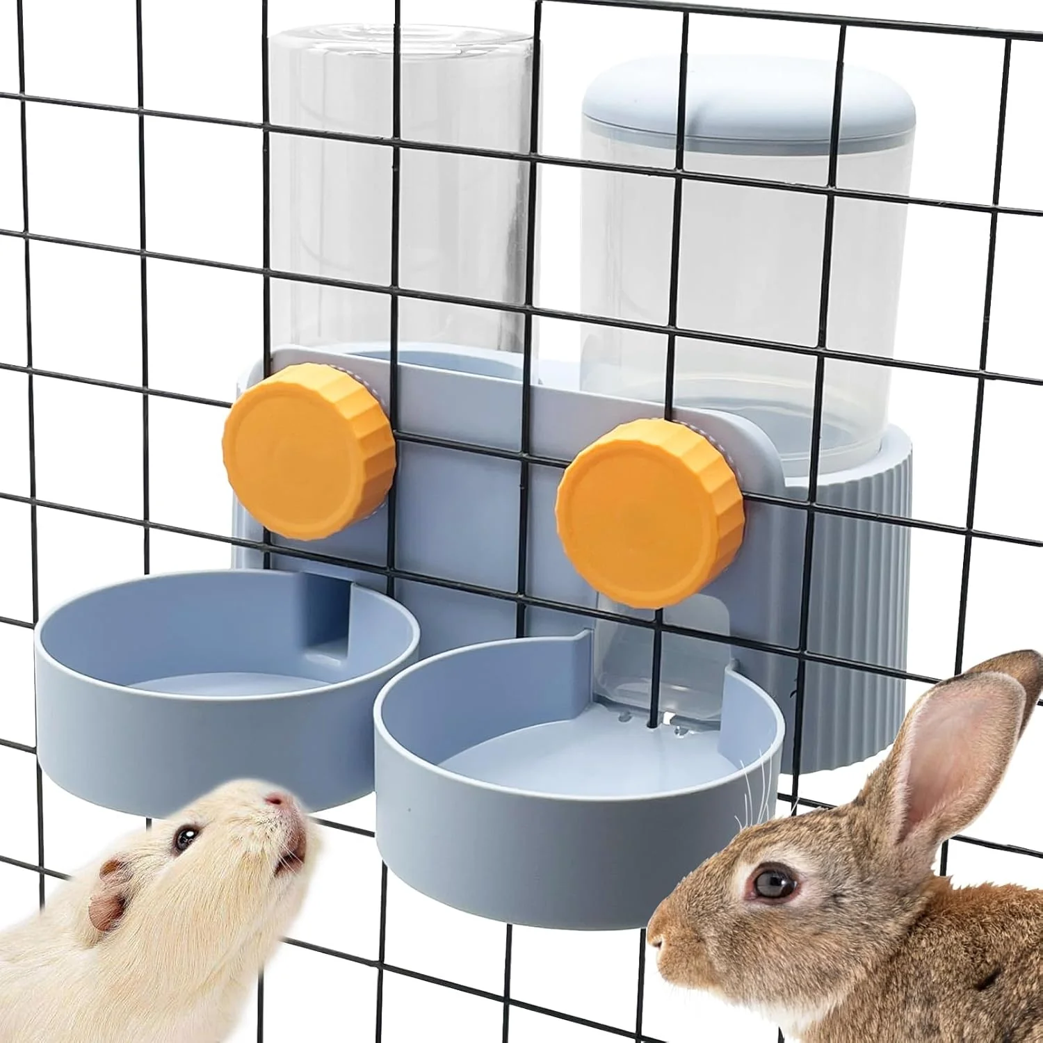 Reliable kathson Automatic Rabbit Food and Water Dispenser for Cage Auto Gravity Bunny Feeder and Water Set Hanging Small Animal Feeding Watering Supplies for Guinea Pig Ferret Puppy Kitten Blue Elite