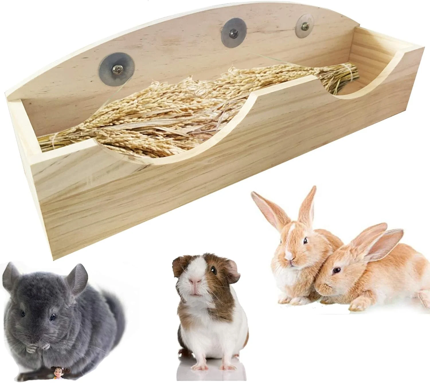 Enhanced Hamiledyi Rabbit Hay Feeder Bunny Hay Feeder Rack Bunny Food Manger Wooden Hay Manger Rack Rabbit Hay Holder Feeders Grass Holder for Guinea Pig Chinchilla Hamster Carefully Designed