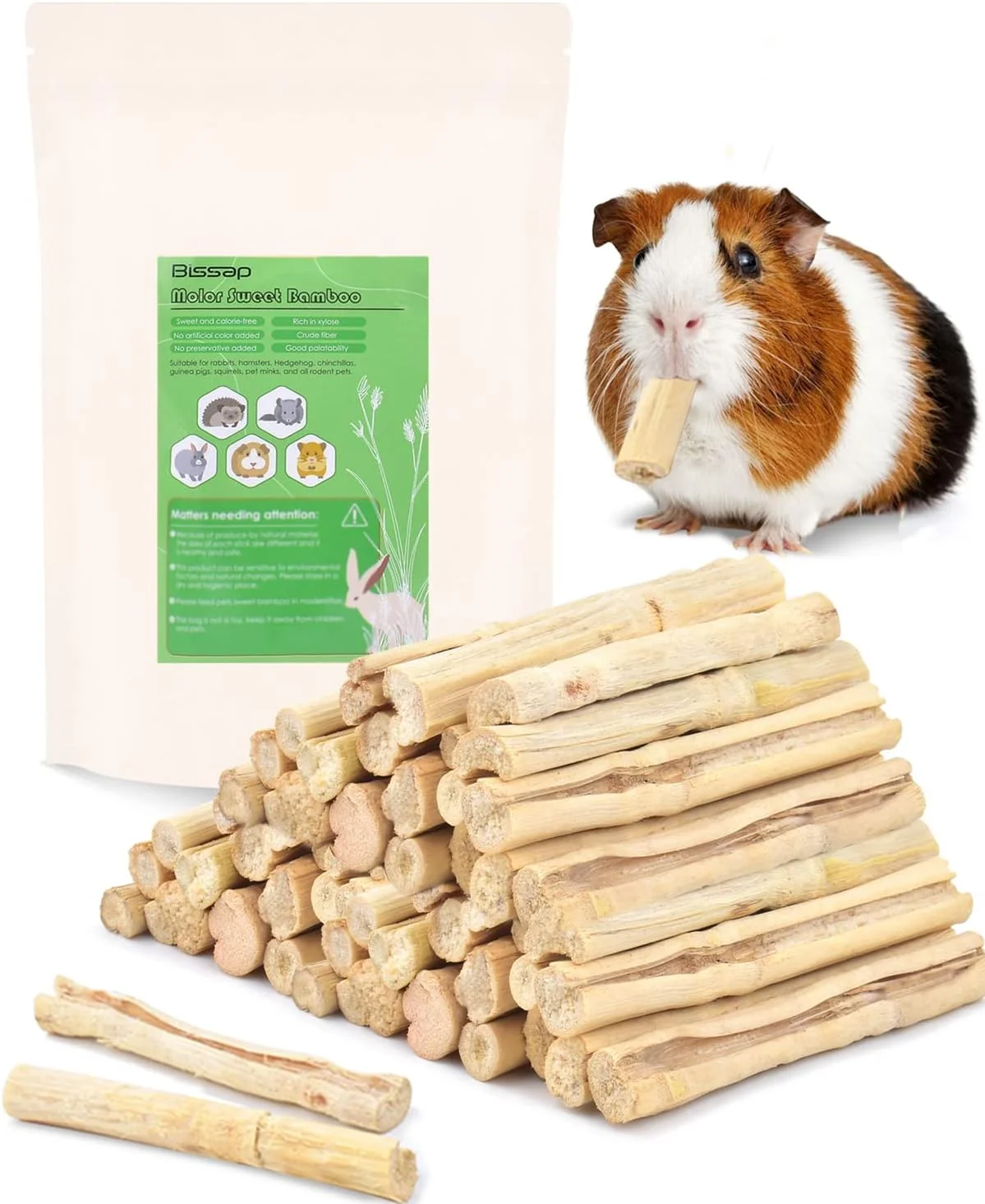 Fast Bissap Sweet Bamboo Chew Sticks for Rabbits 1000g 2.2Ib Bunny Chew Sticks for Rabbits Hamster Chinchilla Guinea Pigs Rabbit Small Animals Natural Treats Teeth Grinding Chew Toys Artisan
