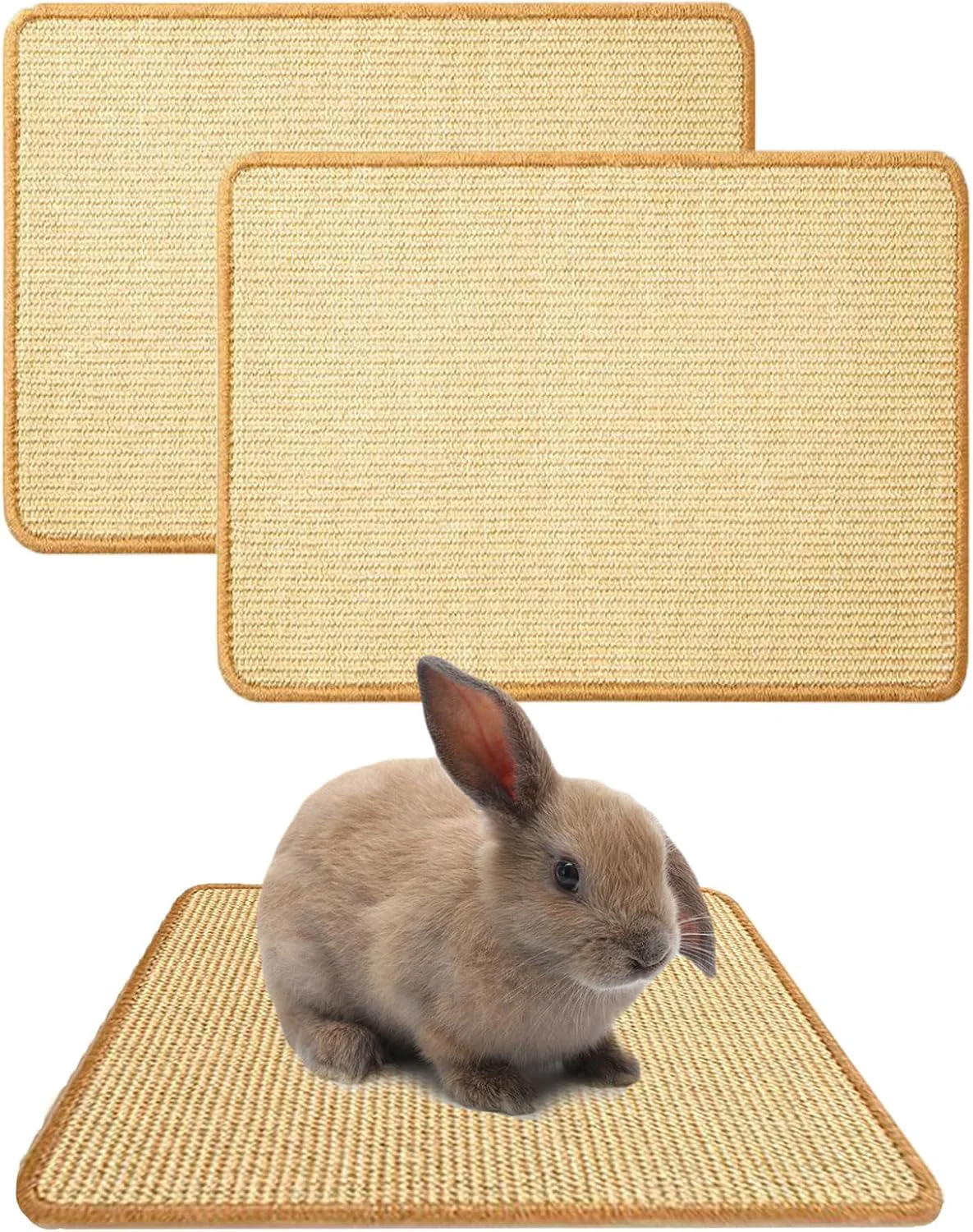Safe Oncpcare 2PCS Rabbit Scratch Mat Natural Bunny Scratching Pad Claws and Teeth Care Rabbit Mats for Cages Chew Toys for Bunny Pet Cage Bedding for Biting Sleeping Nesting 16x12 Prestigious