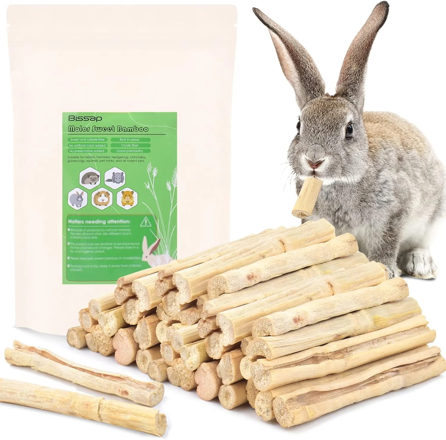 Genuine Bissap 700g 1.5Ib Sweet Bamboo Chew Sticks for Rabbits Bunny Chewing Sticks for Rabbits Hamster Chinchilla Guinea Pigs Rabbit Small Animals Natural Treats Teeth Grinding Toys