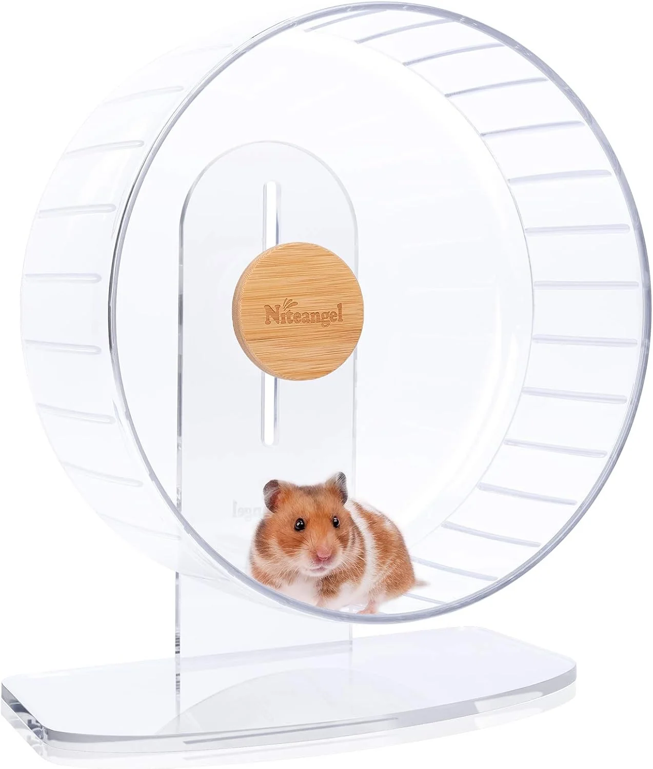 Specialty Niteangel Super-Silent Hamster Exercise Wheels - Quiet Spinner Hamster Running Wheels with Adjustable Stand for Hamsters Gerbils Mice Or Other Small Animals L Transparent Versatile