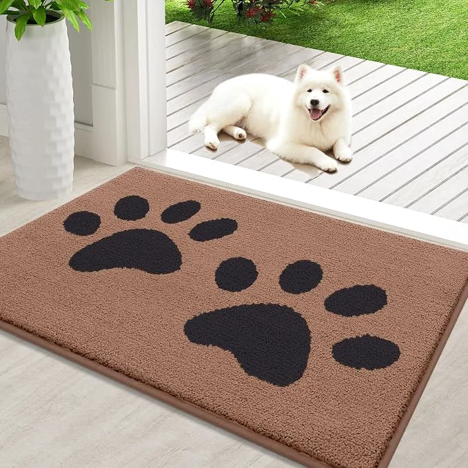 Relaxed Buganda Dog Door Mat for Muddy Paws Absorbent Dirt Trapper Washable Indoor Fine