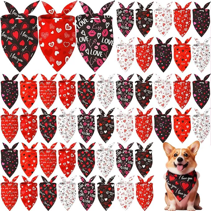 Advanced Weewooday 50 Pcs Valentine's Day Dog Bandanas Bulk Practical