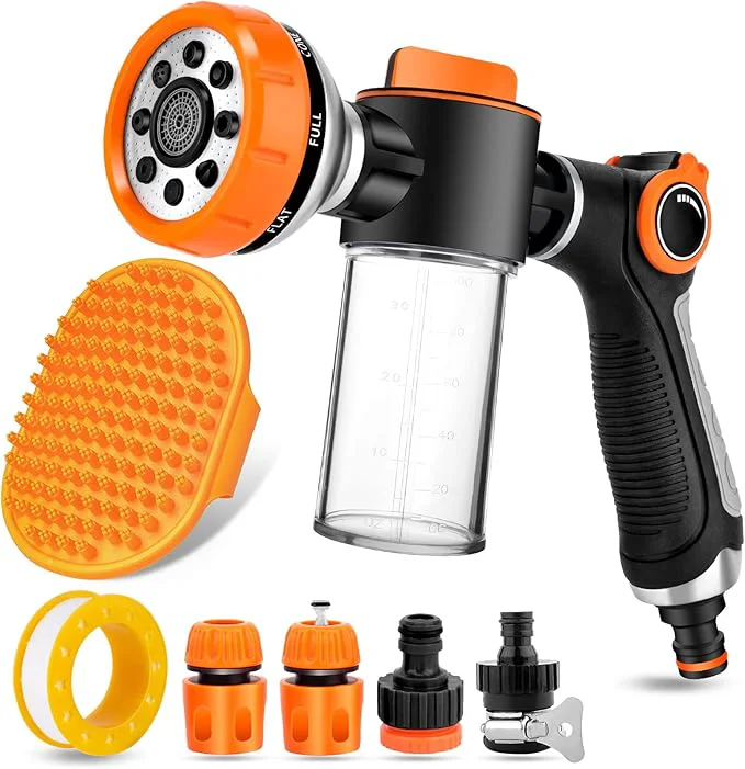Functional 8 in 1 Garden Hose Nozzle Sprayer Upgrade Dog Wash Hose Attachment Crafted