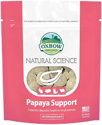 Secure Oxbow Animal Health Papaya Support High Fiber Digestive Supplement for Rabbit Guinea Pig Made with Timothy Hay Includes Papaya Pineapple Papain Bromelain Made in USA 1.16 oz Bag Fine