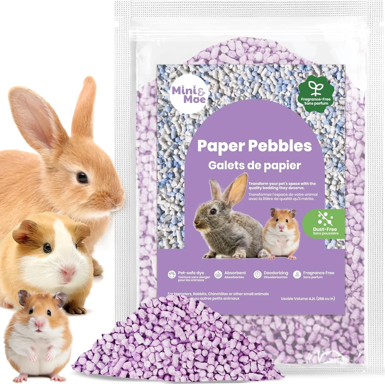 Effective mini moe Rabbit Bedding Guinea Pig Bedding Paper Pellet Bedding Odor Control Moisture Absorbent Natural Paper Pellet Bedding - for Small Animal Guinea Pigs Rabbits Hamsters Bedding 3.96lb Casual