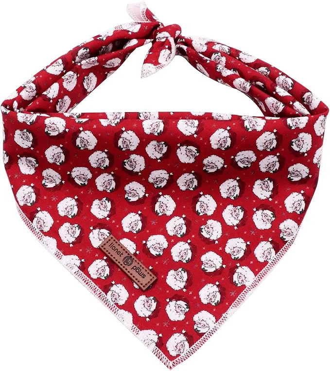Comfortable Lionet Paws Christmas Dog Bandana Washable Cotton Handkerchief Scarf Triangle Dependable
