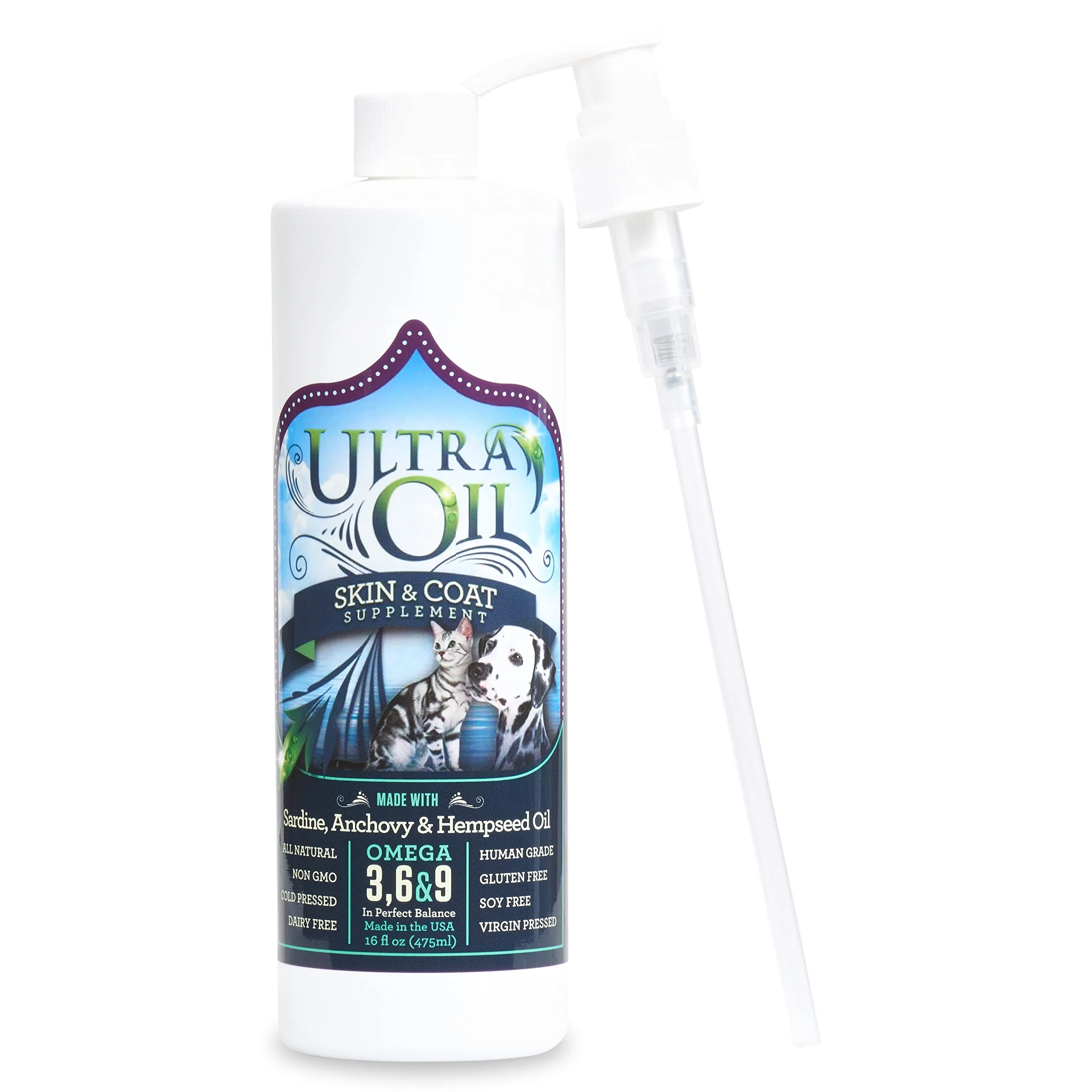 Comfortable Ultra Oil Skin Coat Supplement for Dogs Cats – Hemp Flaxseed Grapeseed Fish Oils 16 oz Outstanding