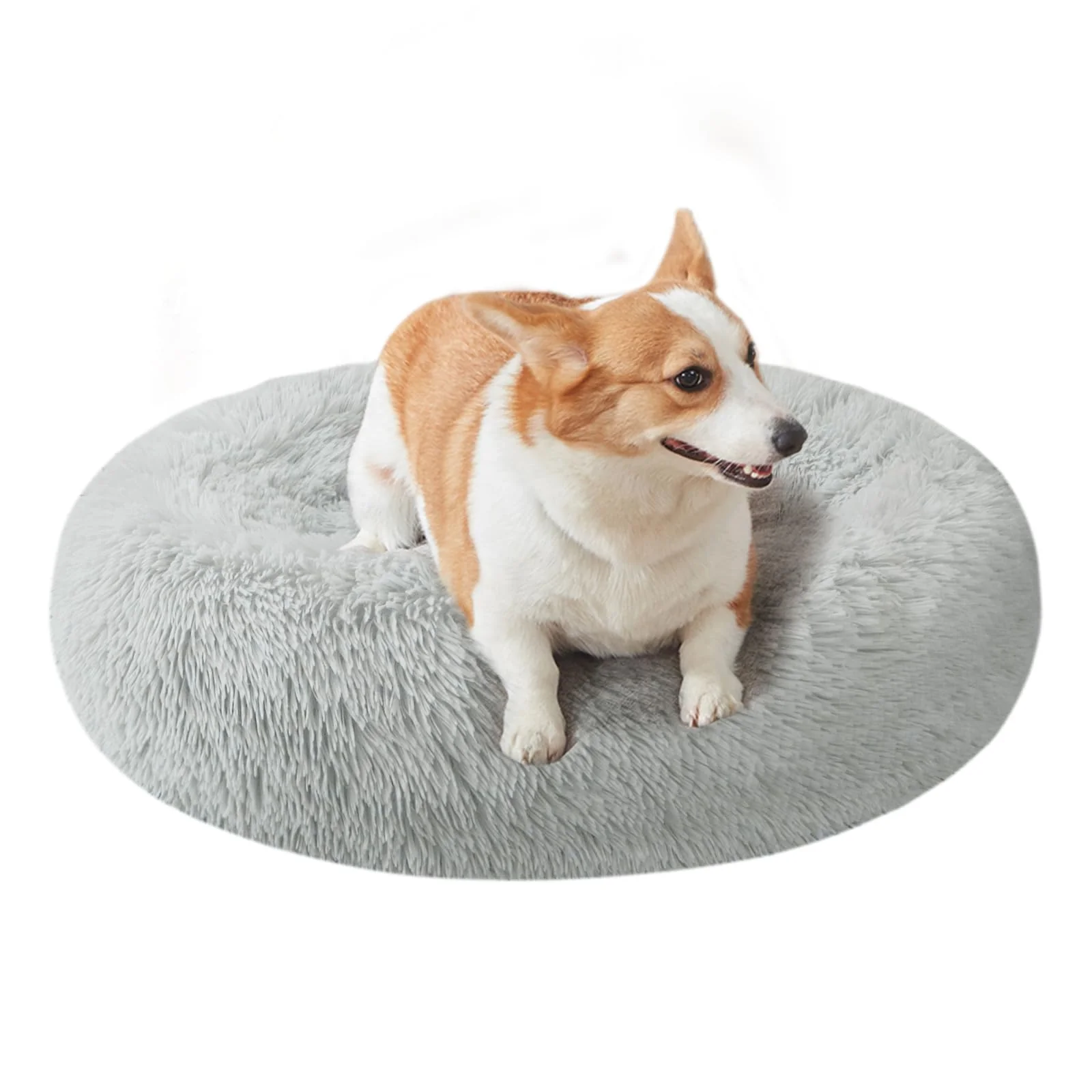 Carefully Designed Nisrada 27-Inch Calming Dog Bed Round Plush Pet Bed for Puppies to Large Dogs Washable Anti-Slip Pure