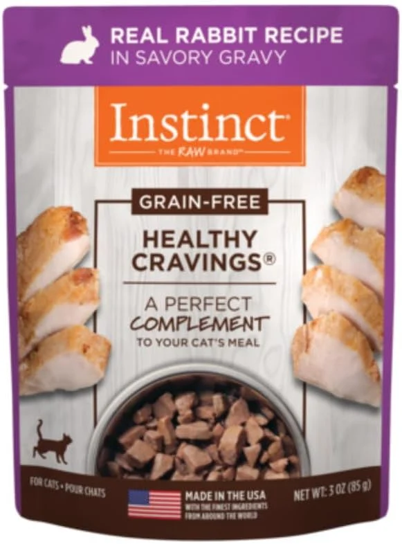 Contemporary Instinct Healthy Cravings Natural Wet Cat Food Topper Grain Recipe - Rabbit 3 oz. Pouches Pack of 24 Authentic