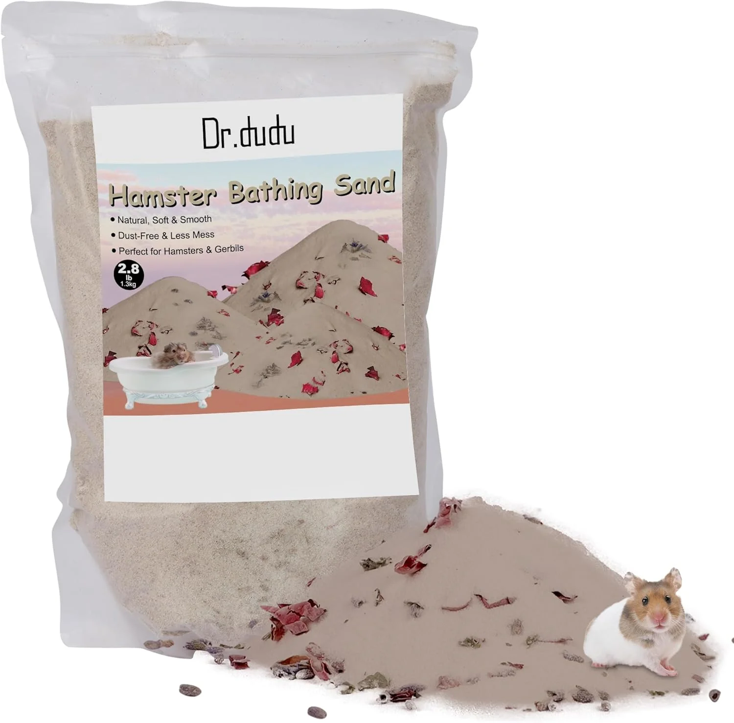 Prestigious DR.DUDU Hamster Bath Sand 2.8lb Dust Desert Sand or Potty Litter Sand for Hamster Chinchillas Gerbil Syrian Mice Small Animals Beige Flower Smell Fine Crafted