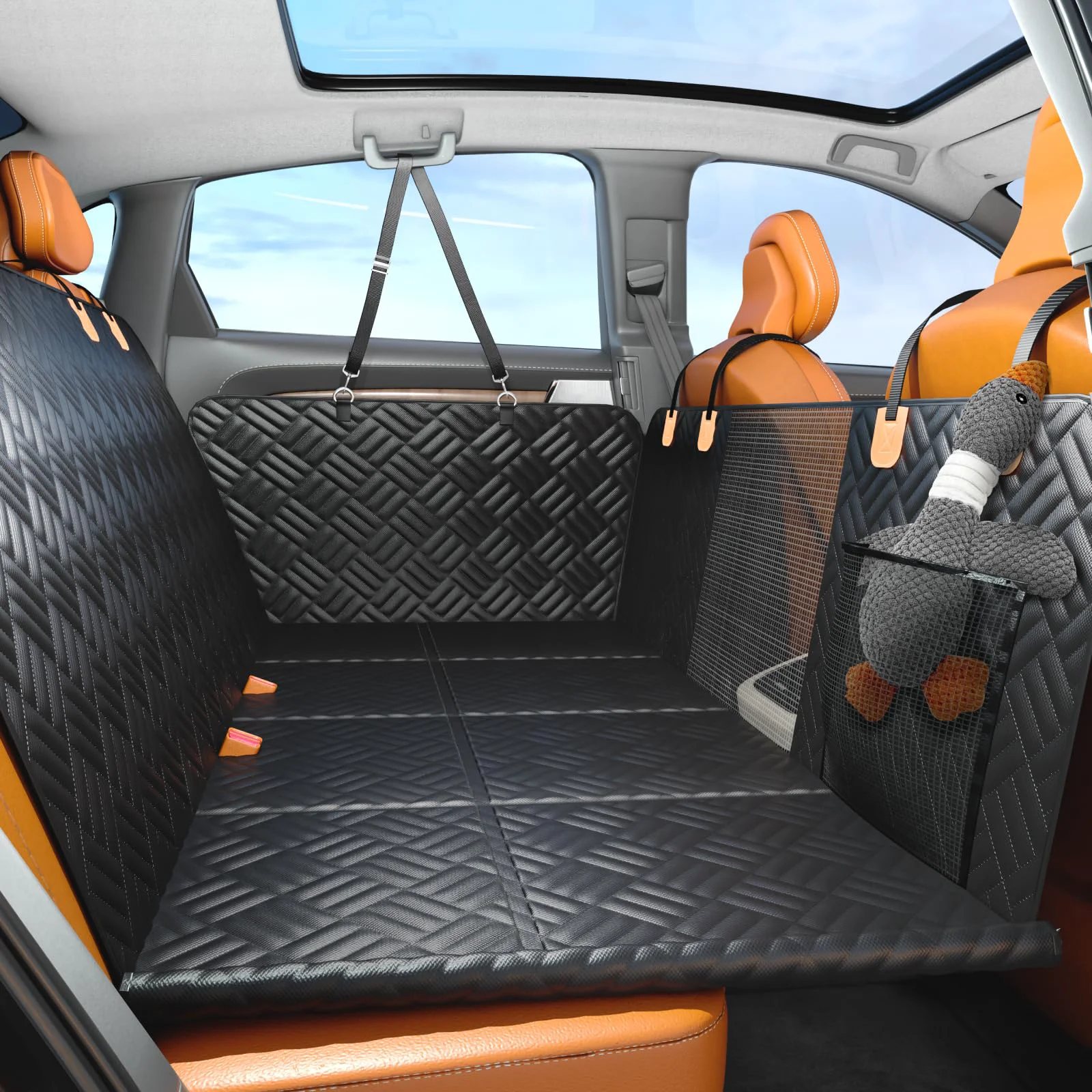 Professional PROZAR Dog Car Seat Cover – Hard Bottom Back Seat Extender 400 lb Capacity Consistent