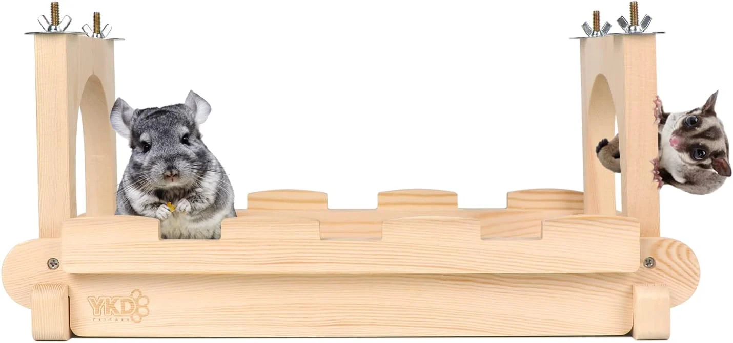 Easy-to-Use YKD Chinchilla Wood Suspension Bridge Hanging Large Small Animal Wooden Bridge Platform Small Animals Habitat Toy for Chinchillas Sugar Gliders Rats Squirrel Fine