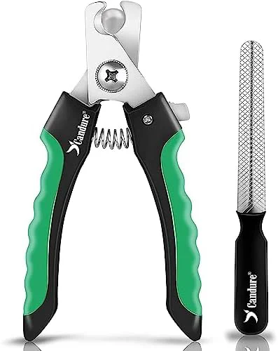 Eco-Friendly Candure Dog Nail Clippers Professional Pet Nail Clipper Suitable for Cats Rabbits and Guinea Pigs - Safety Lock Protective Guard to Avoid Over Cutting Green Medium to Small Efficient