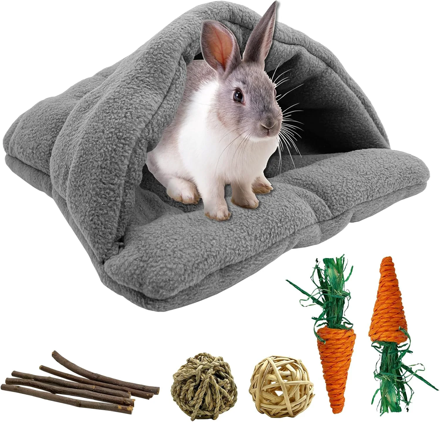 High-Quality kathson Rabbit Cave Sleeping Bed Guinea Pig Hideout Cozy House Pet Soft Warm Fleece Winter Slipper Cushion Small Animal Nest Cage for Ferrets Squirrel Hamster Chinchilla Rat Hedgehog Bunny Functional