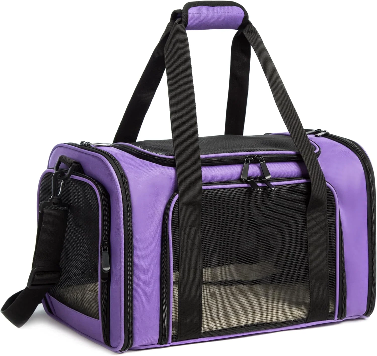First-Class Cat Carrier Dog Carrier Pet Carrier Cat Bags for Small Medium Cats Dogs Puppies of 15 Lbs of Airline Small Dog Bag Soft Sided Collapsible Travel Puppy Carrier Large Purple Solid