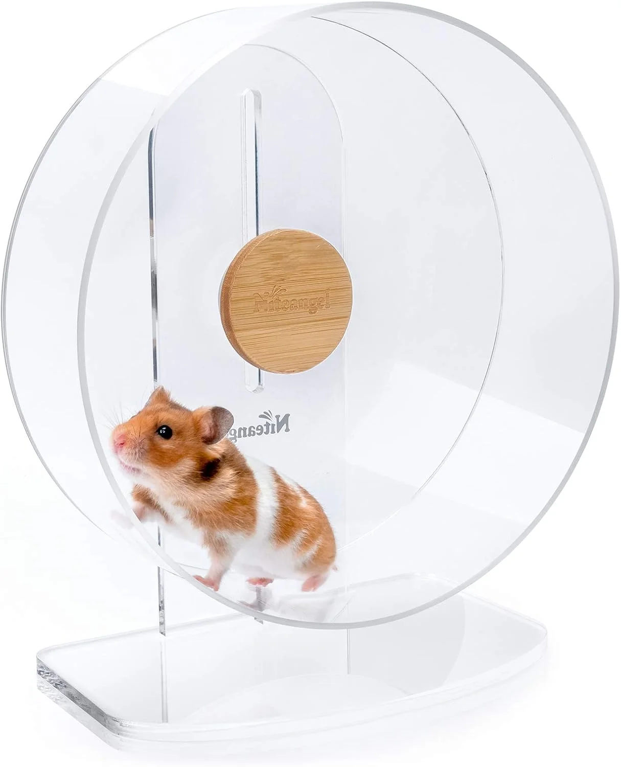 Dependable Niteangel Silent Hamster Exercise Wheel - Dual-Bearing Quiet Spinning Acrylic Hamster Running Wheel for Hamster Gerbils Mice Degus Or Other Small Animals Medium - Wider Version Selected