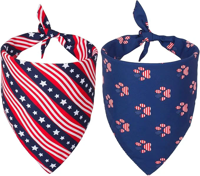 Sustainable PTDECOR American US Flag Dog Bandana 4th of July Dog Bandanas Reversible Convenient