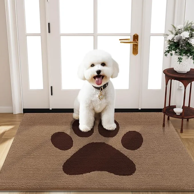 Modern Buganda Dog Door Mat for Muddy Paws Absorbent Dirt Trapper Non Slip Indoor Refined