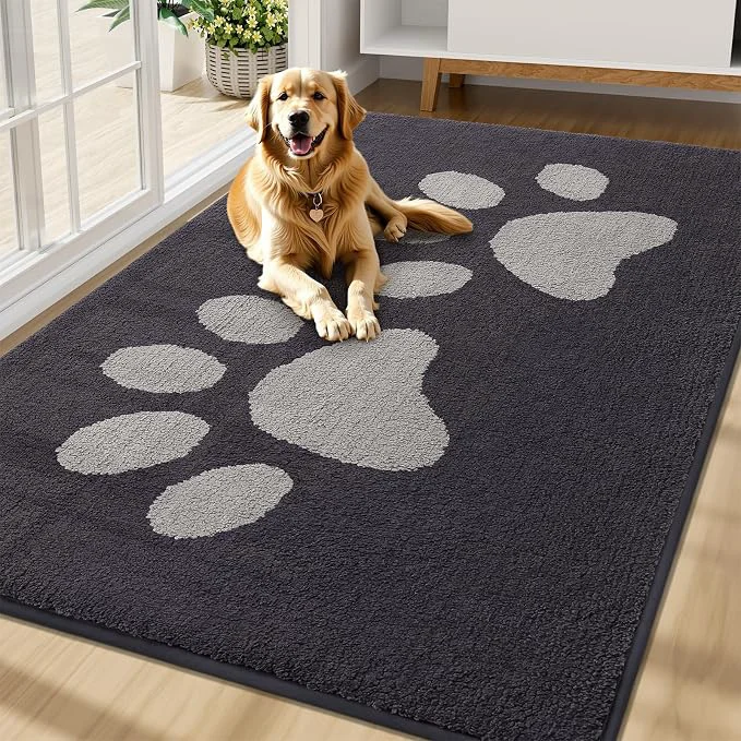 Fast Buganda Dog Door Mat for Muddy Paws Absorbent Dirt Trapper Washable Indoor Artisan