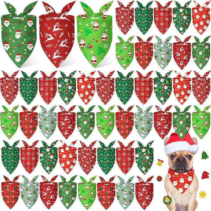 Unique Weewooday 50 Pcs Christmas Bandanas Breathable