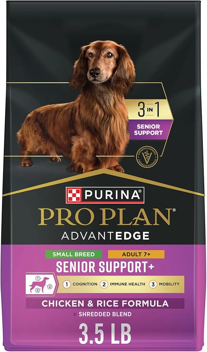 Authentic Purina Pro Plan AdvantEDGE Senior Support Plus Small Breed Shredded Blend Chicken and Rice Formula Dry Dog Food - 3.5 lb BagAbout This Natural