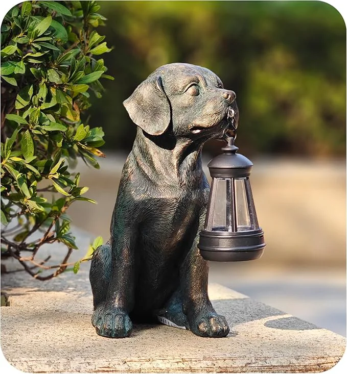 Sophisticated Solar Resin Dog Statue Efficient
