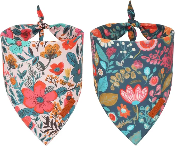 Stylish PTDECOR Flower Dog Bandana Triangle Pet Bandanas Top-Quality