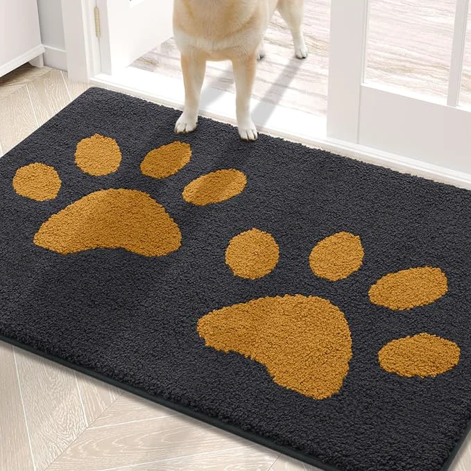 Stylish Buganda Dog Door Mat for Muddy Paws Absorbent Dirt Trapper Washable Indoor Secure