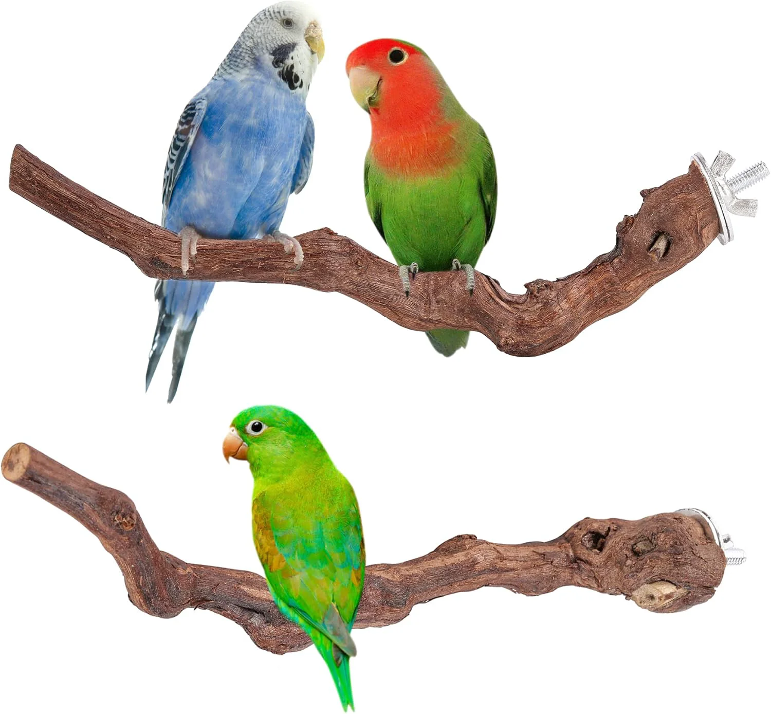 Reusable 2 pcs 9.8 inch Bird Perches Stand Natural Wood Bird Perches Birdcage Wood Stand Tree Perches for Birds Cockatiels Parrots Conures Macaws Finches 2PCS 9.8 Length Prestigious