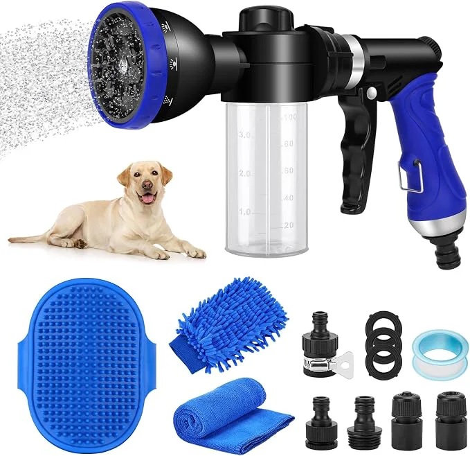 Powerful Pet Bathing Sprayer Kit 10 Spray Patterns Adjustable Hose Wash Sprayer Convenient