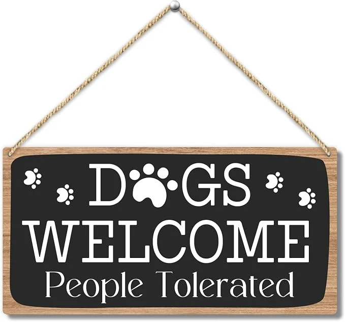 Secure Dog Welcome People Tolerated Dog Lover Rustic Wooden Hanging Sign Decor Breathable