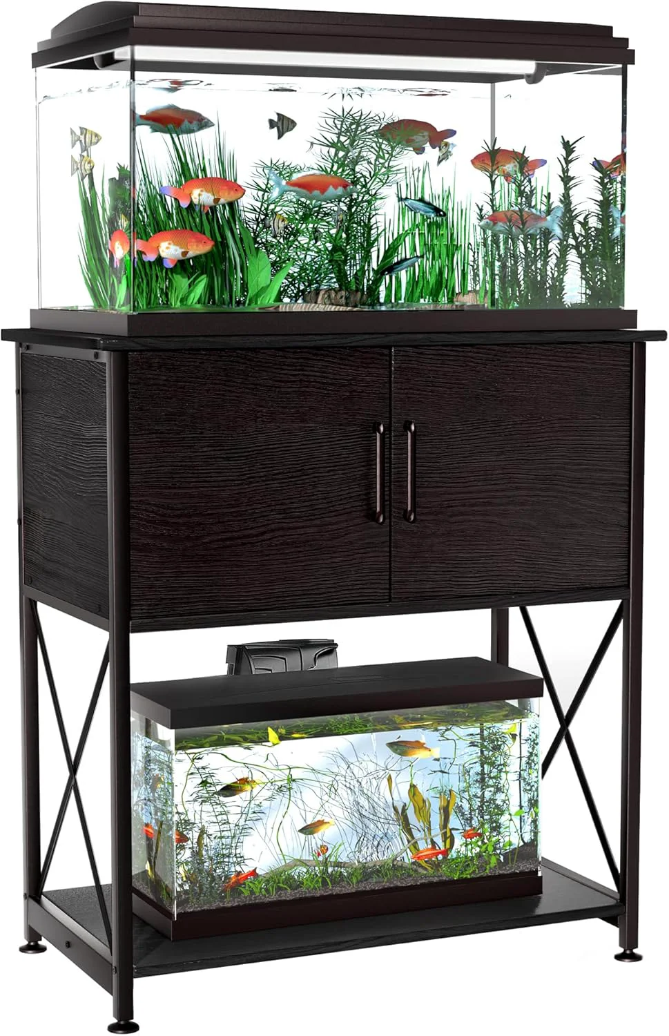 Smooth 20-29 Gallon Aquarium Stand Metal Frame Fish Tank Stand with Cabinet Storage for 20 Gallon Long Aquarium 30.7 L 16.5 W Tabletop 330LBS Capacity Black PG01YGB Elite