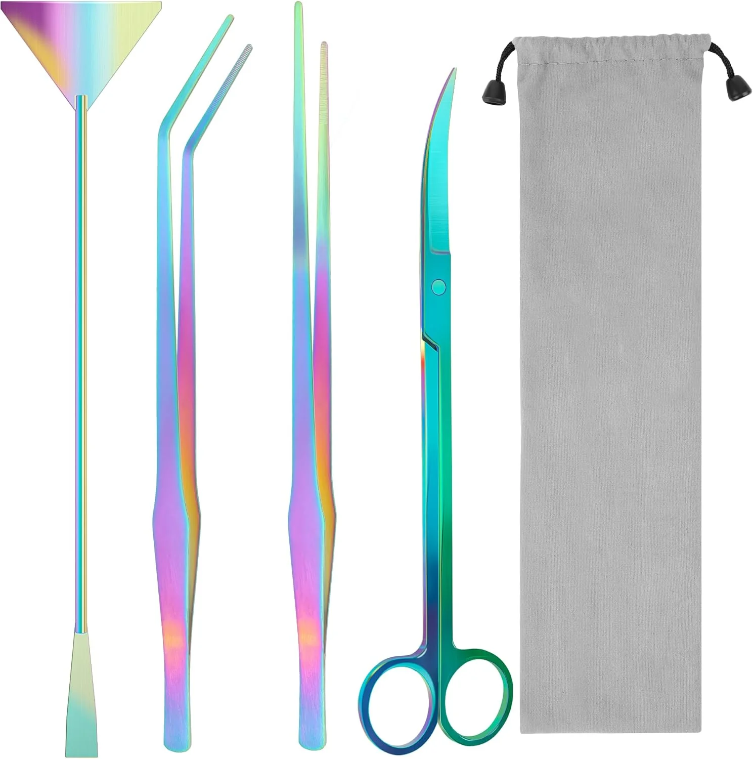 Excellent Aquarium Aquascape Tools Kit 4 in 1 Anti-Rust Aquatic Plant Aquascaping Tool Stainless Steel Black Tweezers Scissors Spatula for Aquarium Tank Clean Fish Tank Aquascape Accessories Set Breathable
