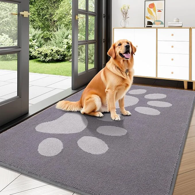 Elite Buganda Dog Door Mat for Muddy Paws Absorbent Dirt Trapper Washable Indoor Trendy