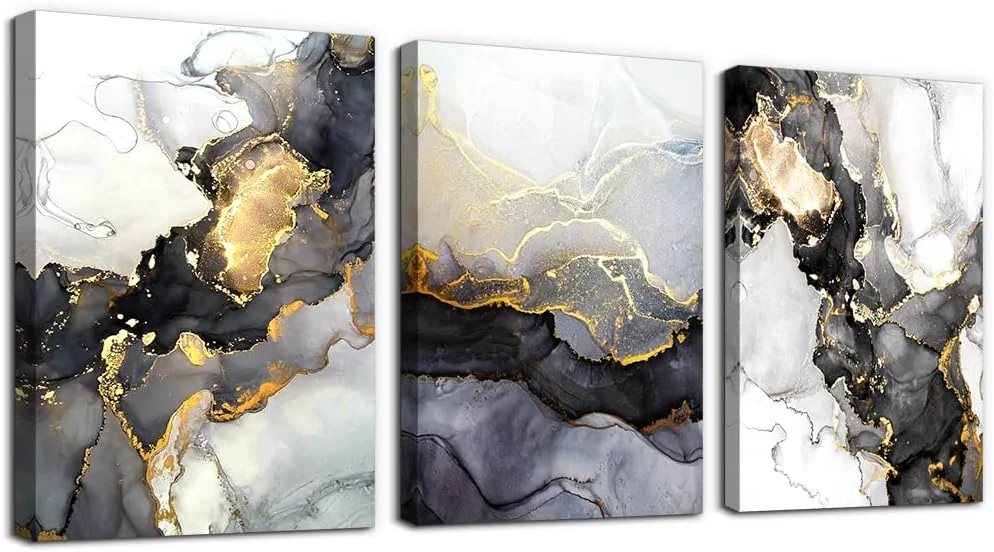 Next-Generation Boho Wall Decor - Abstract Ink Paintings Framed Wall Art for Living Room Bedroom Office - 20 X 28 - 3 Piece Set High-Quality