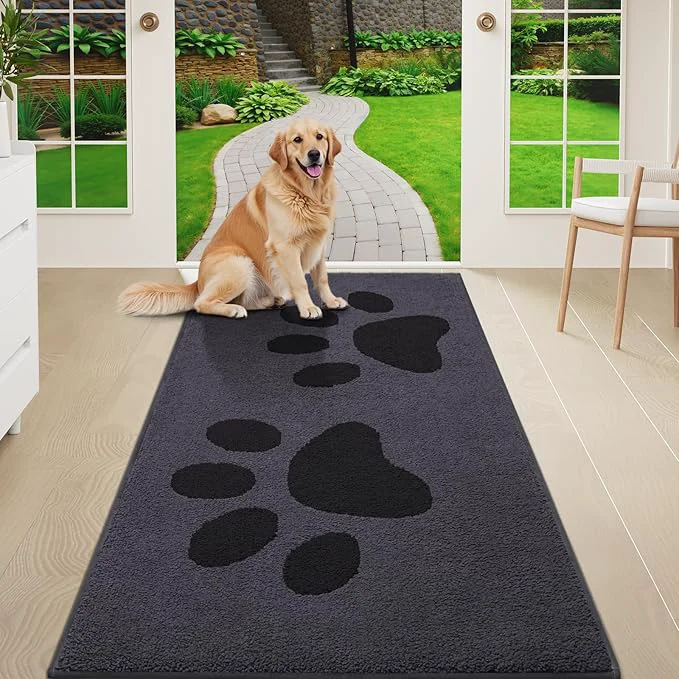 Fashionable Buganda Dog Door Mat for Muddy Paws Absorbent Dirt Trapper Washable Indoor Crafted