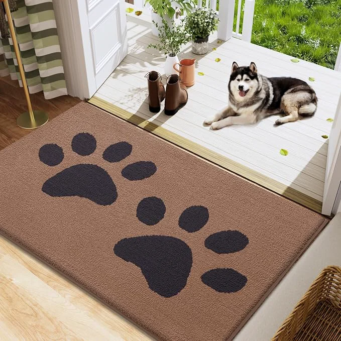 Versatile Buganda Dog Door Mat for Muddy Paws Absorbent Dirt Trapper Washable Indoor Durable